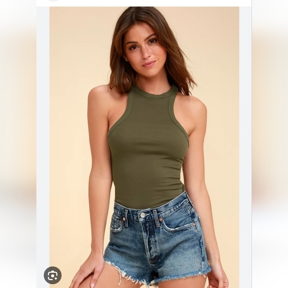Forest Fairy Free People Intimately Wide Eyed Green Ribbed Tank Top Small
